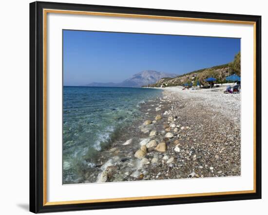 Balos Beach and Mount Kerketeas, Ormos Koumeikon, Samos, Aegean Islands, Greece-Stuart Black-Framed Photographic Print