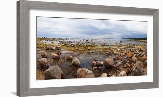 Baltic Sea coast with granite boulders on a cloudy day, Estonia, Europe-Mykola Iegorov-Framed Photographic Print