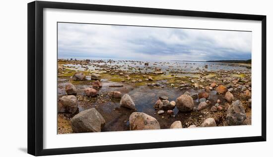 Baltic Sea coast with granite boulders on a cloudy day, Estonia, Europe-Mykola Iegorov-Framed Photographic Print