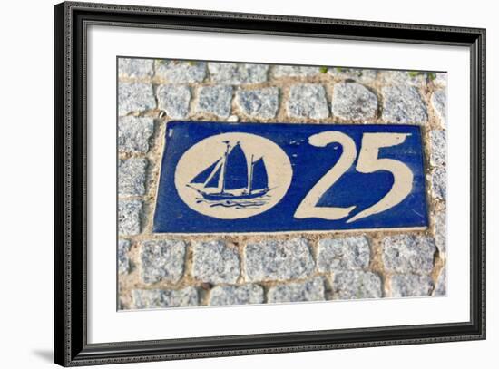 Baltic Sea Spa Wustrow, Paving Stones, Tile, House Number, Sailboat-Catharina Lux-Framed Photographic Print