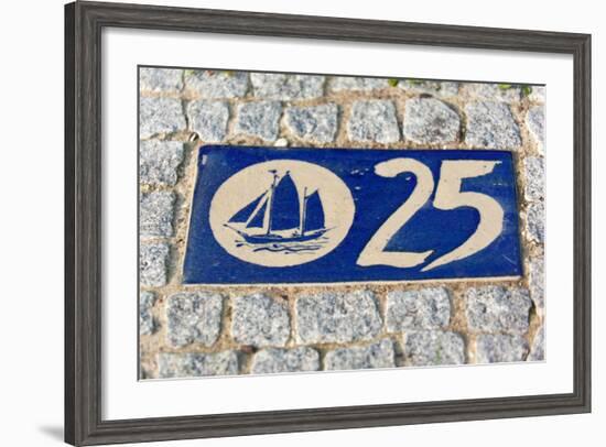 Baltic Sea Spa Wustrow, Paving Stones, Tile, House Number, Sailboat-Catharina Lux-Framed Photographic Print