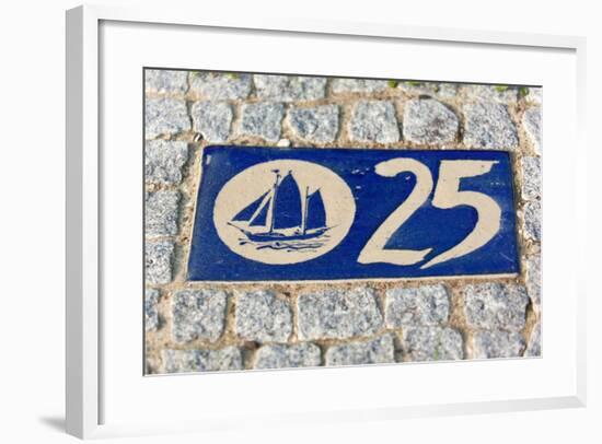 Baltic Sea Spa Wustrow, Paving Stones, Tile, House Number, Sailboat-Catharina Lux-Framed Photographic Print