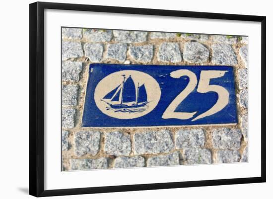 Baltic Sea Spa Wustrow, Paving Stones, Tile, House Number, Sailboat-Catharina Lux-Framed Photographic Print