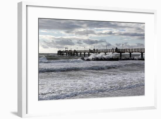 Baltic Sea Spa Wustrow, Pier in a Storm-Catharina Lux-Framed Photographic Print