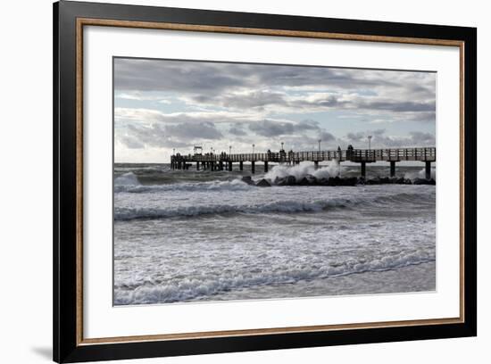 Baltic Sea Spa Wustrow, Pier in a Storm-Catharina Lux-Framed Photographic Print