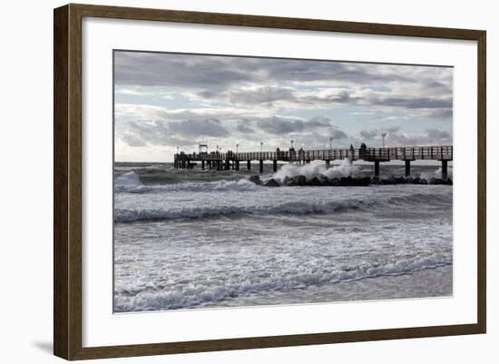 Baltic Sea Spa Wustrow, Pier in a Storm-Catharina Lux-Framed Photographic Print