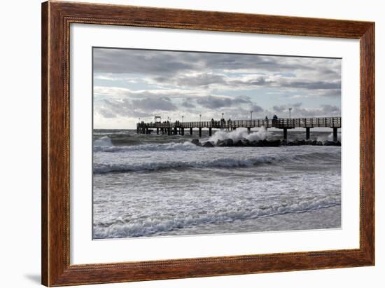 Baltic Sea Spa Wustrow, Pier in a Storm-Catharina Lux-Framed Photographic Print