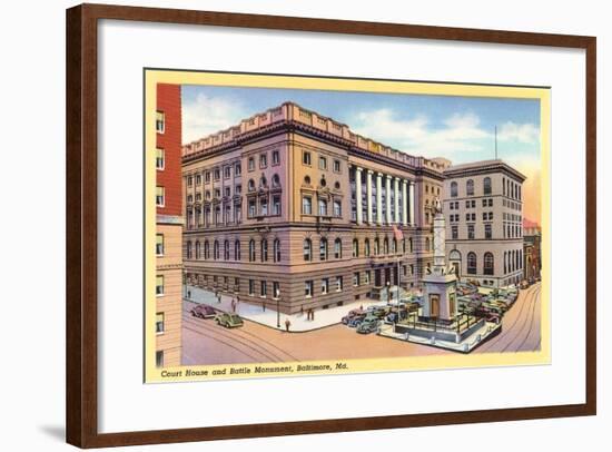 Baltimore Courthouse and Battle Monument-null-Framed Art Print