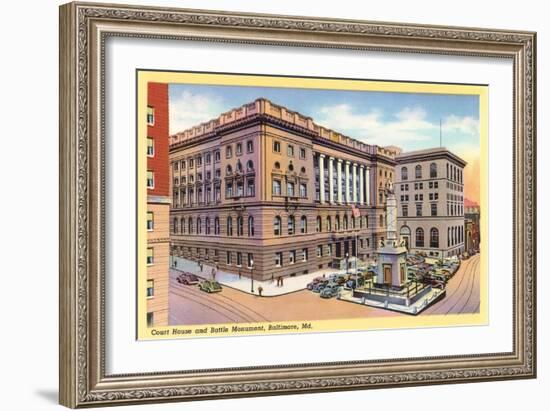Baltimore Courthouse and Battle Monument-null-Framed Art Print