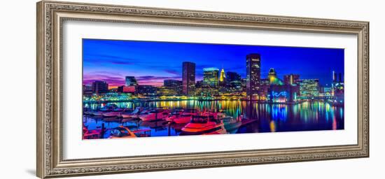 Baltimore Harbor by night, Baltimore, Maryland, USA-null-Framed Photographic Print