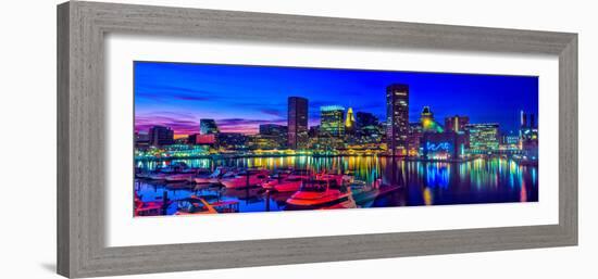 Baltimore Harbor by night, Baltimore, Maryland, USA-null-Framed Photographic Print