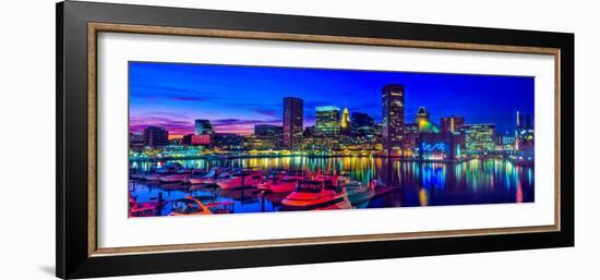 Baltimore Harbor by night, Baltimore, Maryland, USA-null-Framed Photographic Print