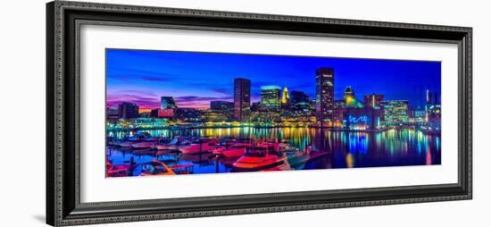 Baltimore Harbor by night, Baltimore, Maryland, USA-null-Framed Photographic Print