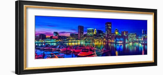 Baltimore Harbor by night, Baltimore, Maryland, USA-null-Framed Photographic Print