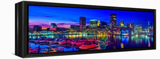 Baltimore Harbor by night, Baltimore, Maryland, USA-null-Framed Premier Image Canvas