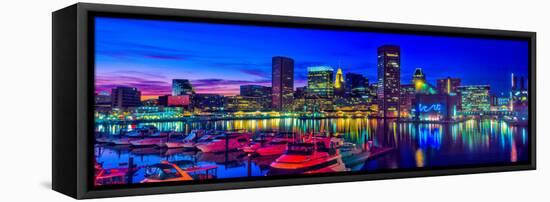 Baltimore Harbor by night, Baltimore, Maryland, USA-null-Framed Premier Image Canvas