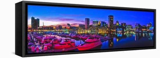 Baltimore Harbor by night, Baltimore, Maryland, USA-null-Framed Premier Image Canvas