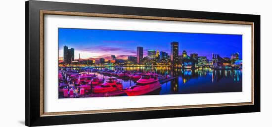 Baltimore Harbor by night, Baltimore, Maryland, USA-null-Framed Photographic Print