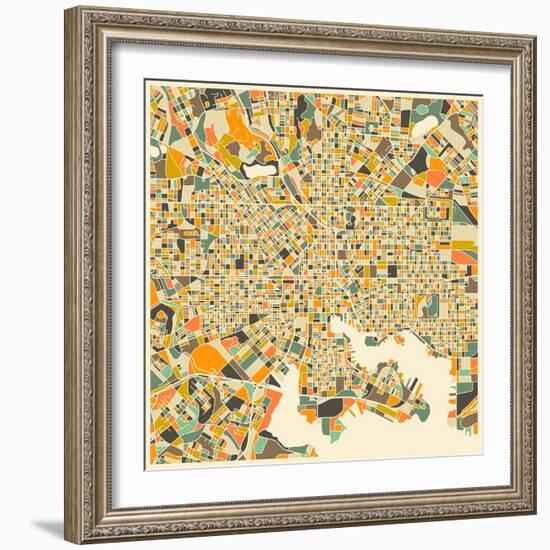 Baltimore Map-Jazzberry Blue-Framed Art Print