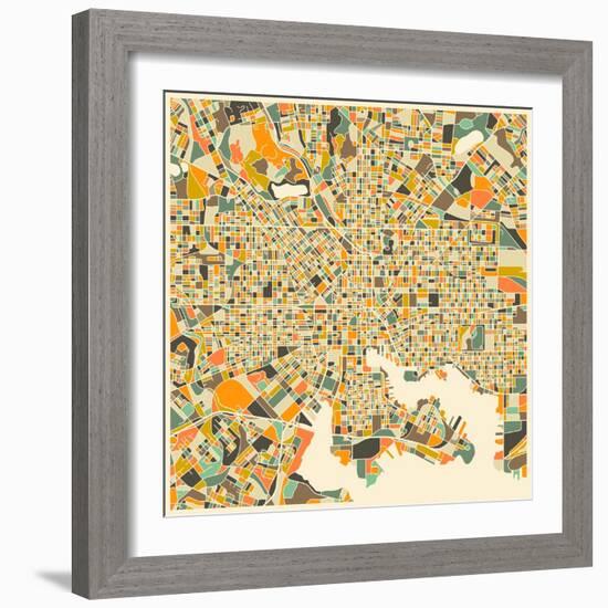 Baltimore Map-Jazzberry Blue-Framed Art Print