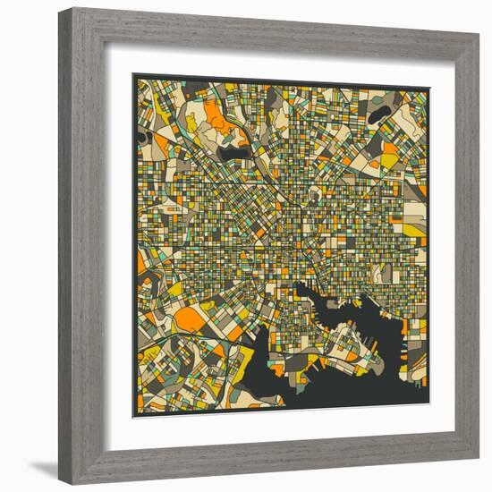 Baltimore Map-Jazzberry Blue-Framed Premium Giclee Print