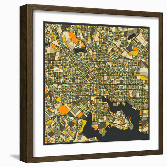 Baltimore Map-Jazzberry Blue-Framed Premium Giclee Print