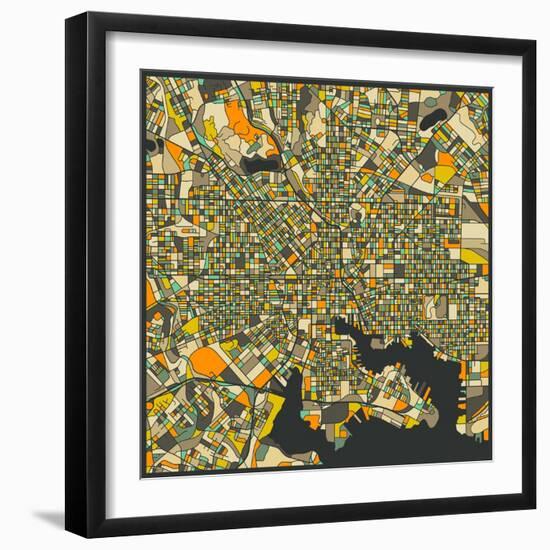 Baltimore Map-Jazzberry Blue-Framed Premium Giclee Print