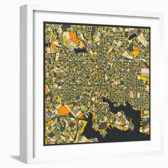 Baltimore Map-Jazzberry Blue-Framed Premium Giclee Print