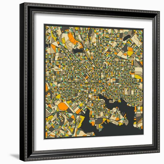 Baltimore Map-Jazzberry Blue-Framed Premium Giclee Print