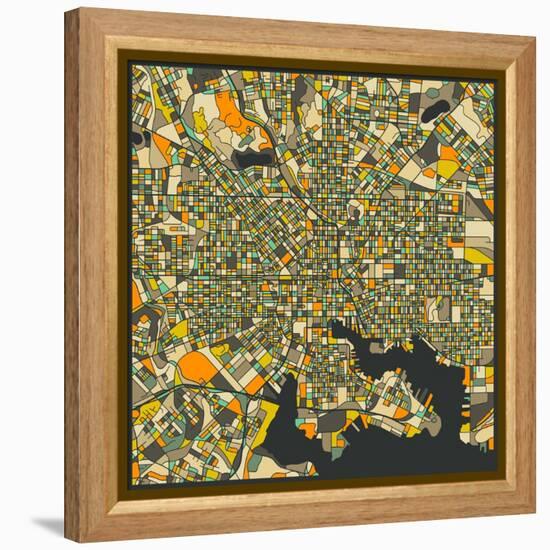 Baltimore Map-Jazzberry Blue-Framed Stretched Canvas