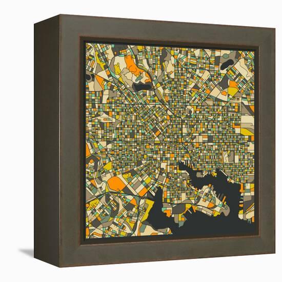 Baltimore Map-Jazzberry Blue-Framed Stretched Canvas