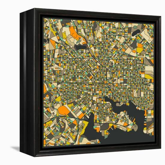 Baltimore Map-Jazzberry Blue-Framed Stretched Canvas