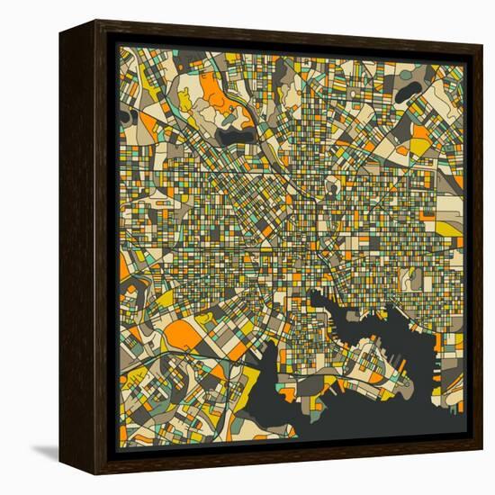 Baltimore Map-Jazzberry Blue-Framed Stretched Canvas