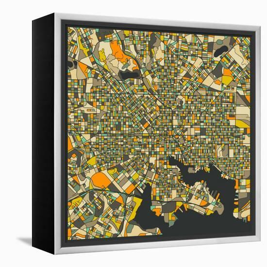 Baltimore Map-Jazzberry Blue-Framed Stretched Canvas