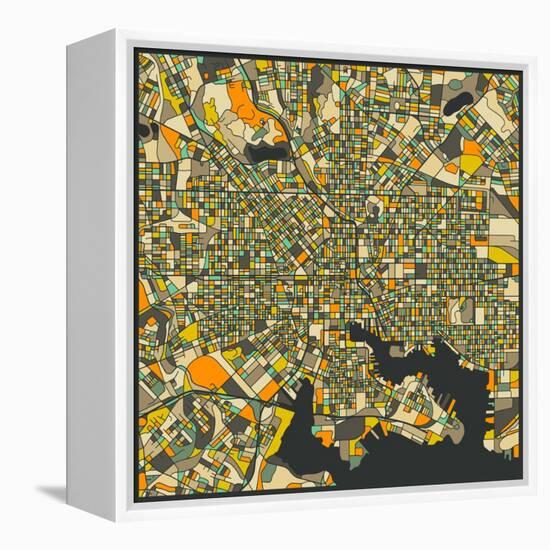 Baltimore Map-Jazzberry Blue-Framed Stretched Canvas