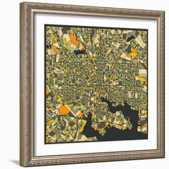 Baltimore Map-Jazzberry Blue-Framed Art Print