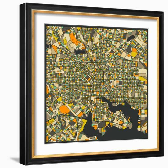 Baltimore Map-Jazzberry Blue-Framed Art Print