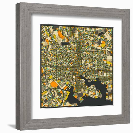 Baltimore Map-Jazzberry Blue-Framed Art Print