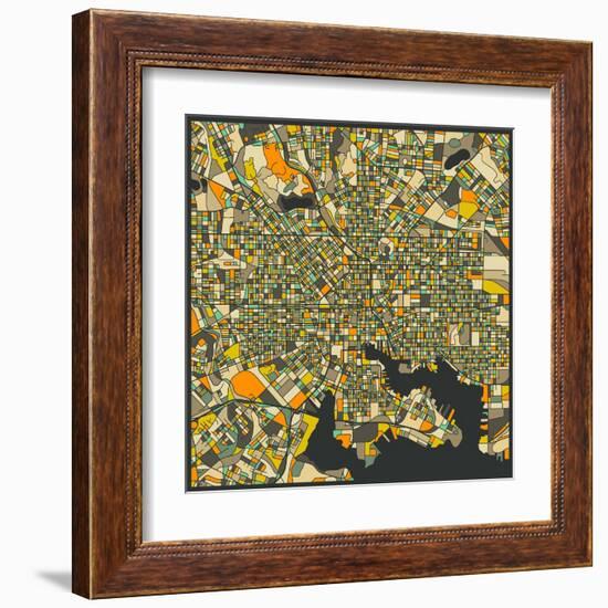 Baltimore Map-Jazzberry Blue-Framed Art Print