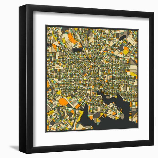 Baltimore Map-Jazzberry Blue-Framed Art Print