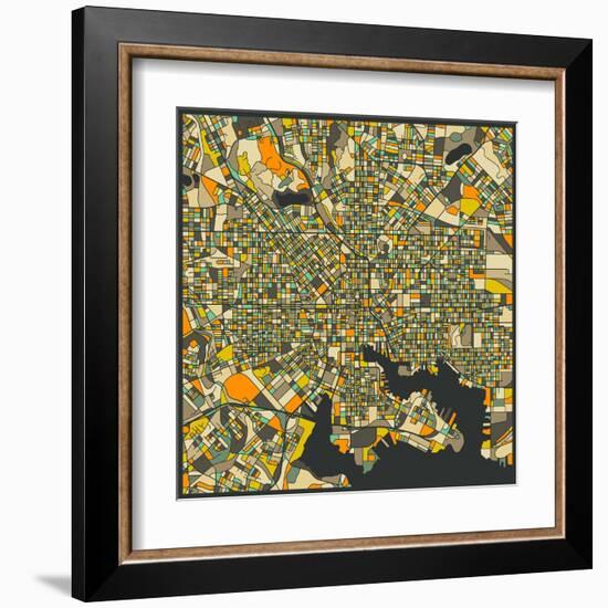 Baltimore Map-Jazzberry Blue-Framed Art Print