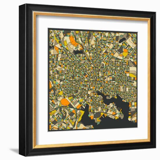 Baltimore Map-Jazzberry Blue-Framed Art Print
