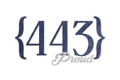 Baltimore, Maryland - 443 Area Code (Blue) Art Print by ...