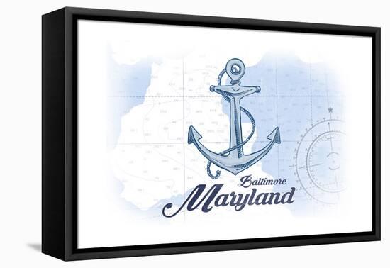 Baltimore, Maryland - Anchor - Blue - Coastal Icon-Lantern Press-Framed Stretched Canvas