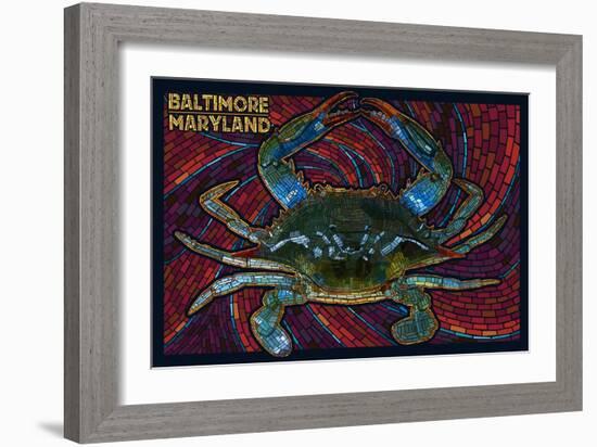 Baltimore, Maryland - Blue Crab Paper Mosaic-Lantern Press-Framed Art Print