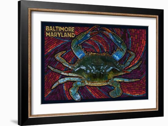 Baltimore, Maryland - Blue Crab Paper Mosaic-Lantern Press-Framed Art Print