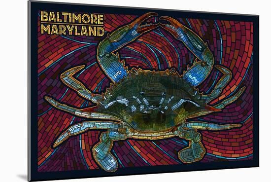 Baltimore, Maryland - Blue Crab Paper Mosaic-Lantern Press-Mounted Art Print