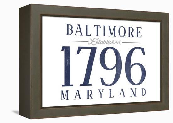 Baltimore, Maryland - Established Date (Blue)-Lantern Press-Framed Stretched Canvas