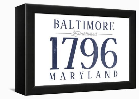 Baltimore, Maryland - Established Date (Blue)-Lantern Press-Framed Stretched Canvas