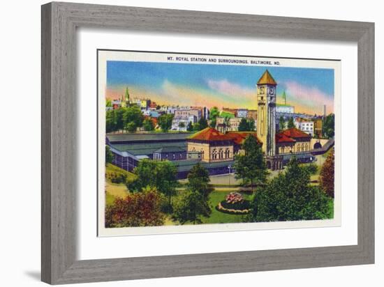 Baltimore, Maryland - Mt. Royal Station and Surrounding Grounds View-Lantern Press-Framed Art Print